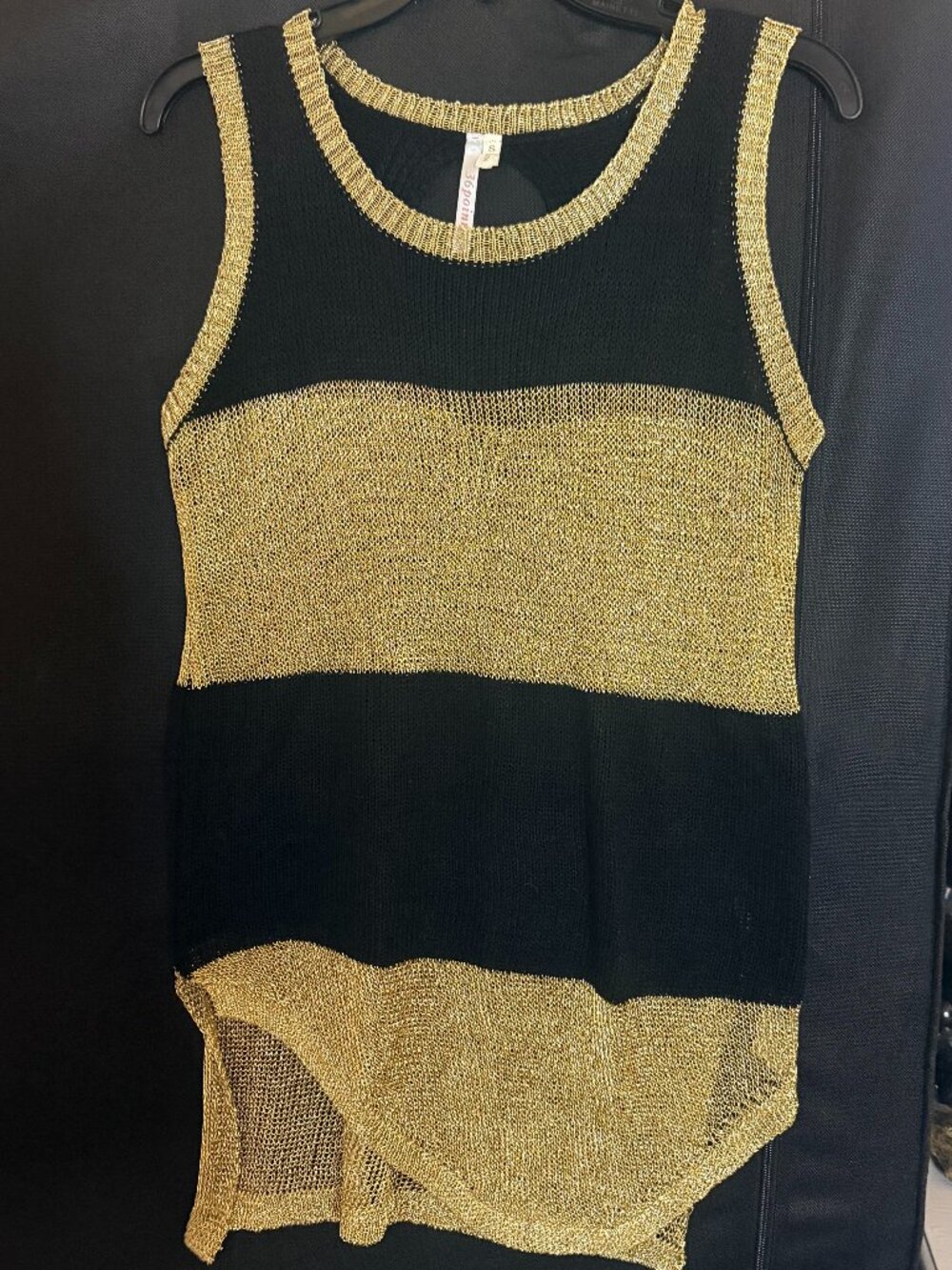 Gold Metallic and Black Knit Top